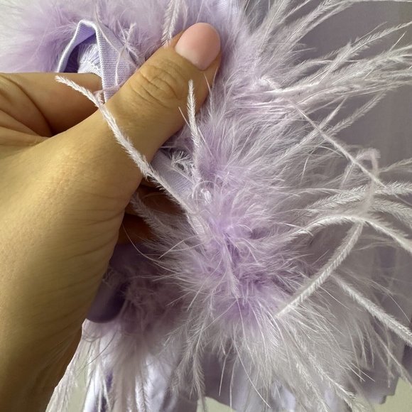 Maje Plume Feather-Trim Tee Purple Sz 2 T-shirt Lilac - Picture 7 of 7